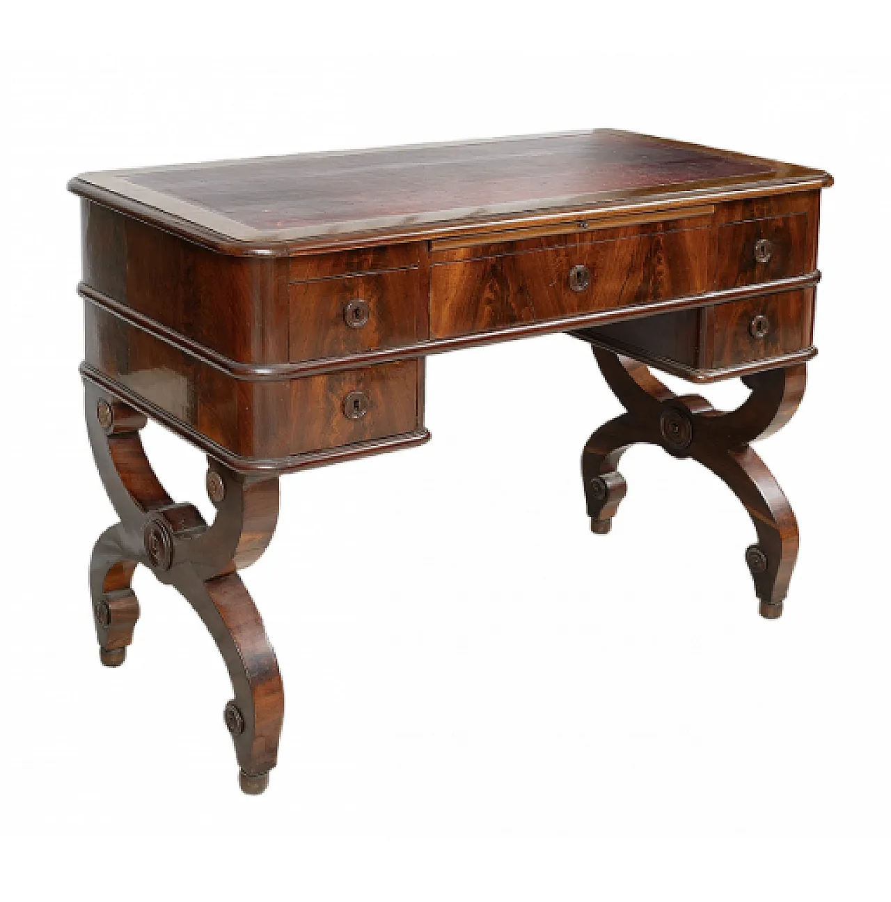 Antique wooden scissor desk, 19th century 2